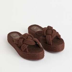H&M brown rope slides size 38